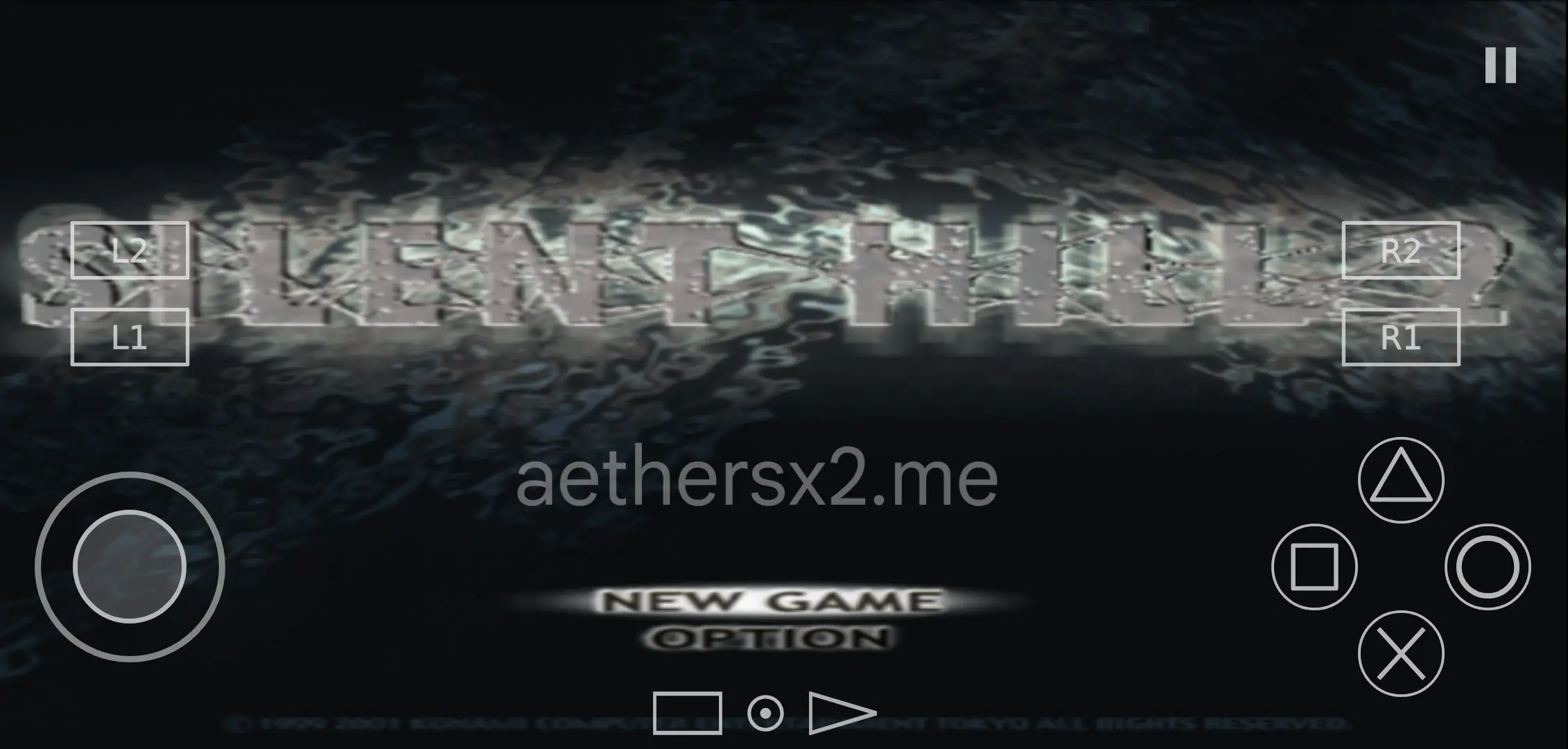 Silent Hill 2 main view in AetherSX2