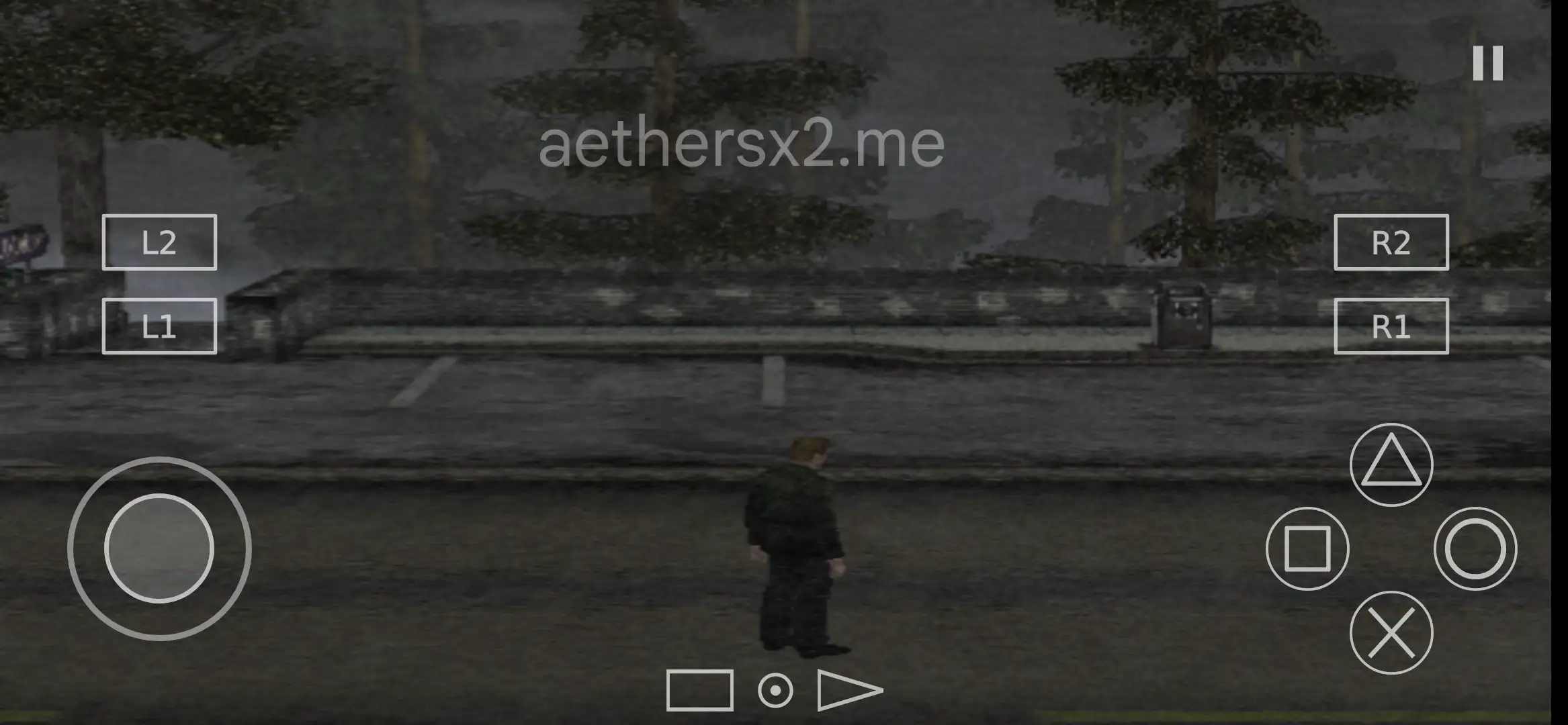 in-game view of Silent Hill 2 on AetherSX2