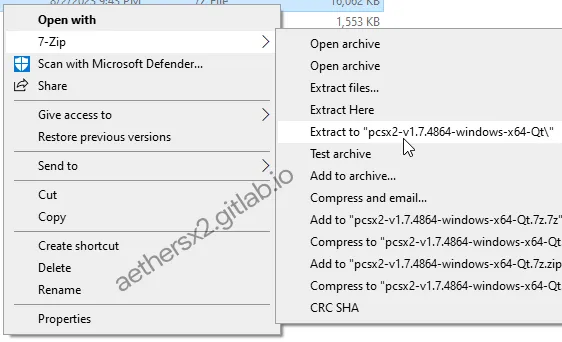 Extracting PCSX2 files.