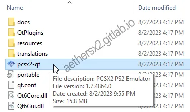 Running the pcsx2-qt.exe.