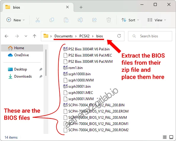 PCSX2 BIOS folder location.