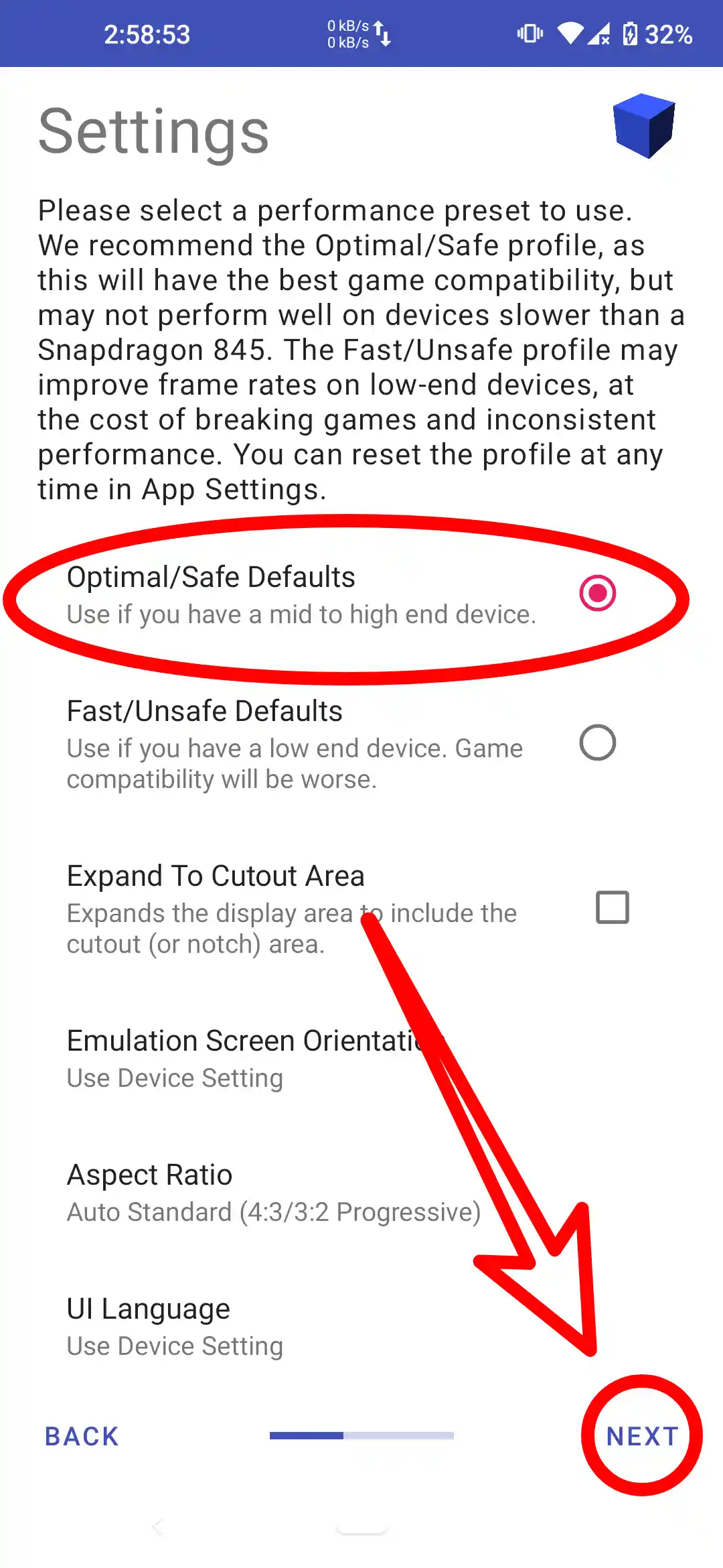 Step 3 of installing the AetherSX2 emulator on Android