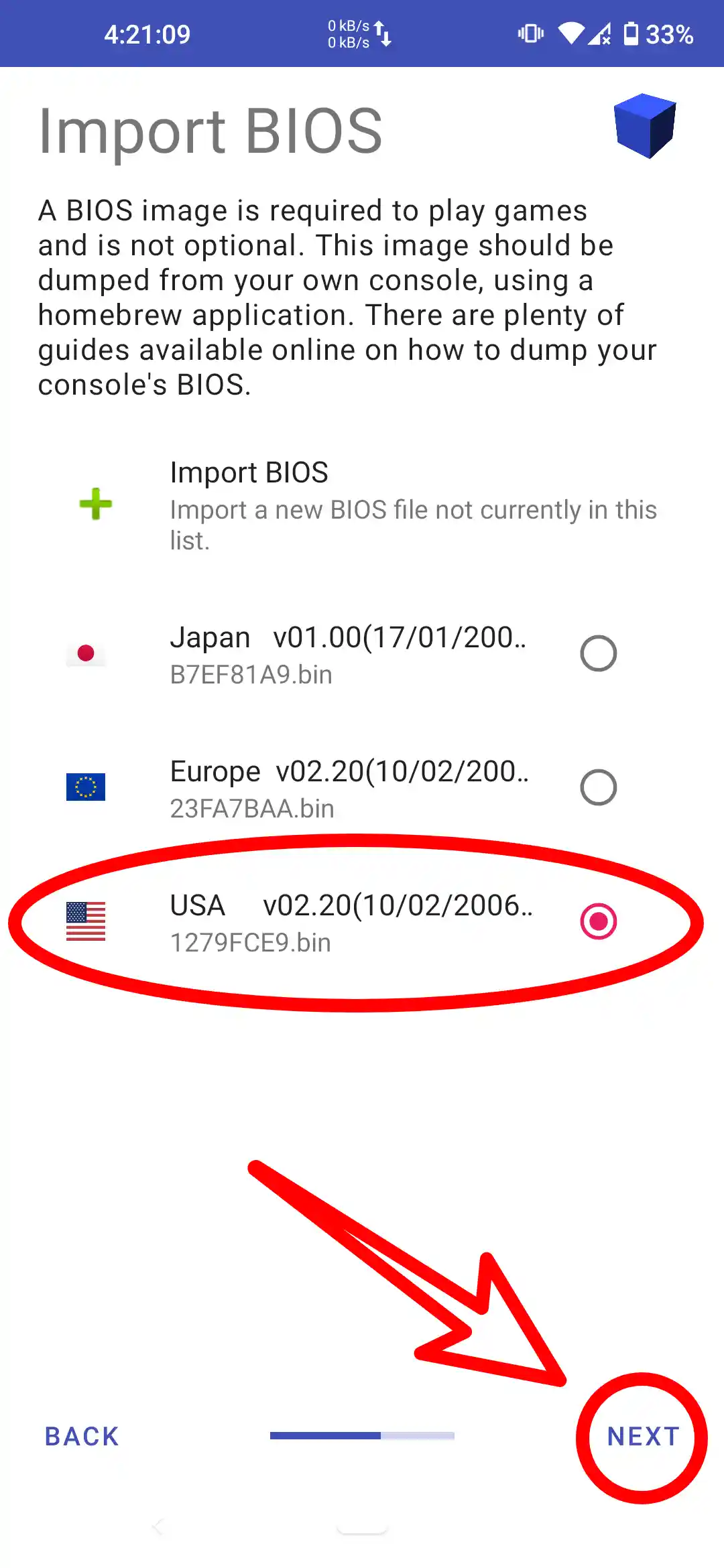 Step 6 of installing the AetherSX2 emulator on Android