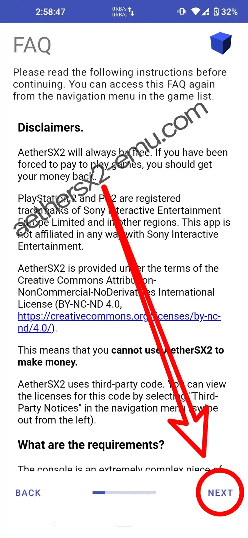 Step 2 AetherSX2 general FAQ page